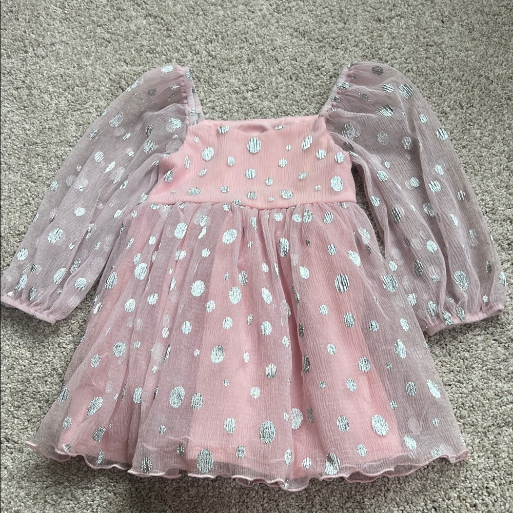 Bonnie Jean Pink Dress with Silver Accents